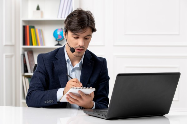 A Man Executing Busniess Transcription